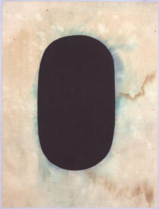 Anonymous: tantric painting, Shiva Linga, 1980-4, Chômu, unspecified paint on found paper, 12.25 x 9.25"                                   