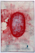 Anonymous: tantric painting, Shiva Linga, 1994, near Udaïpur, unspecified paint on found paper, 13½ x 9".